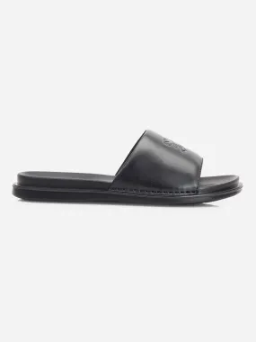 Men's Black Leather Casual Slides (ID4210)