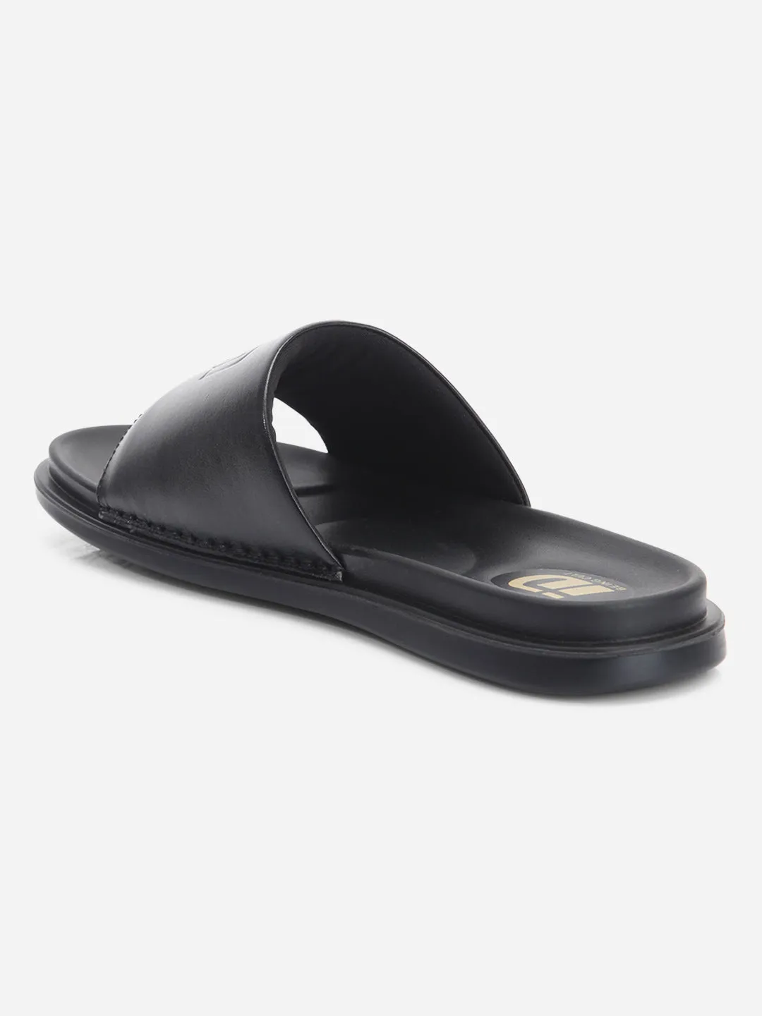Men's Black Leather Casual Slides (ID4210)