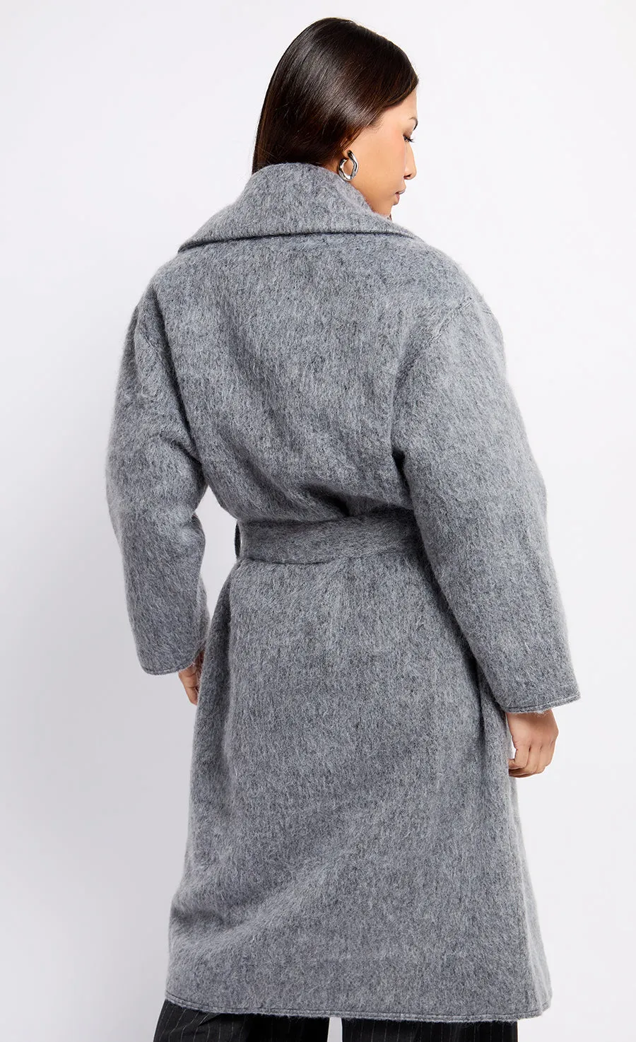 Oversized Grey Wool Blend Coat by Vogue Williams