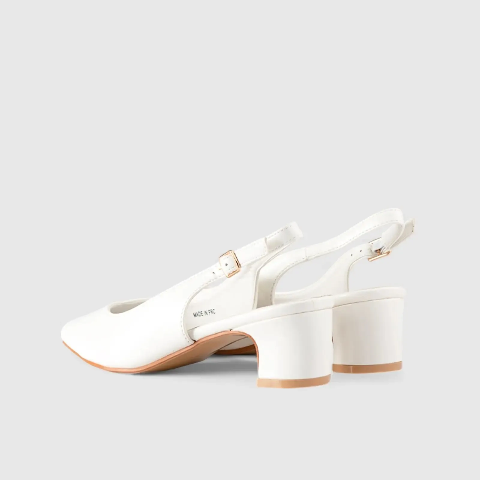 Sling Back Block Heel Court White 10532