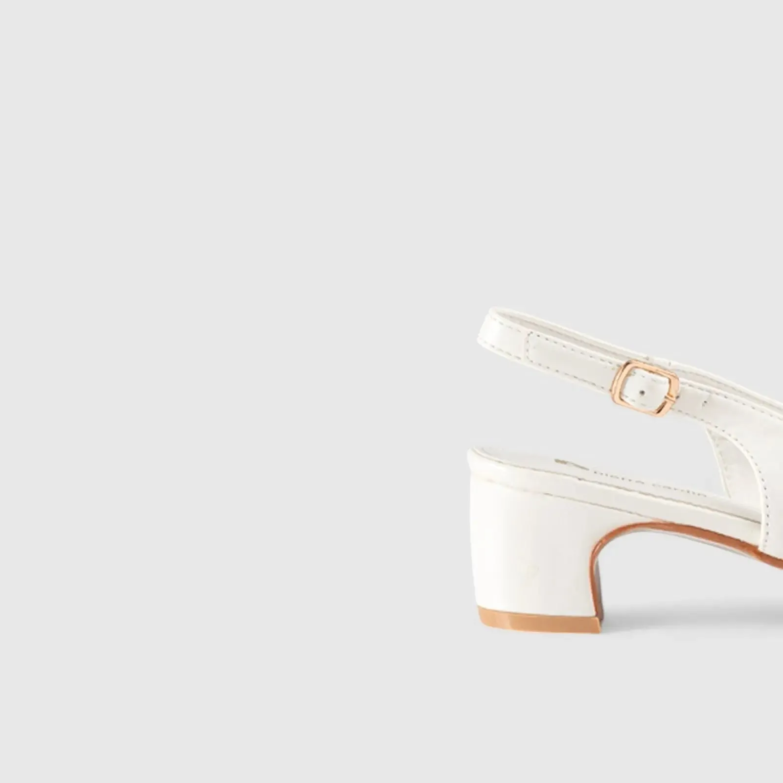 Sling Back Block Heel Court White 10532