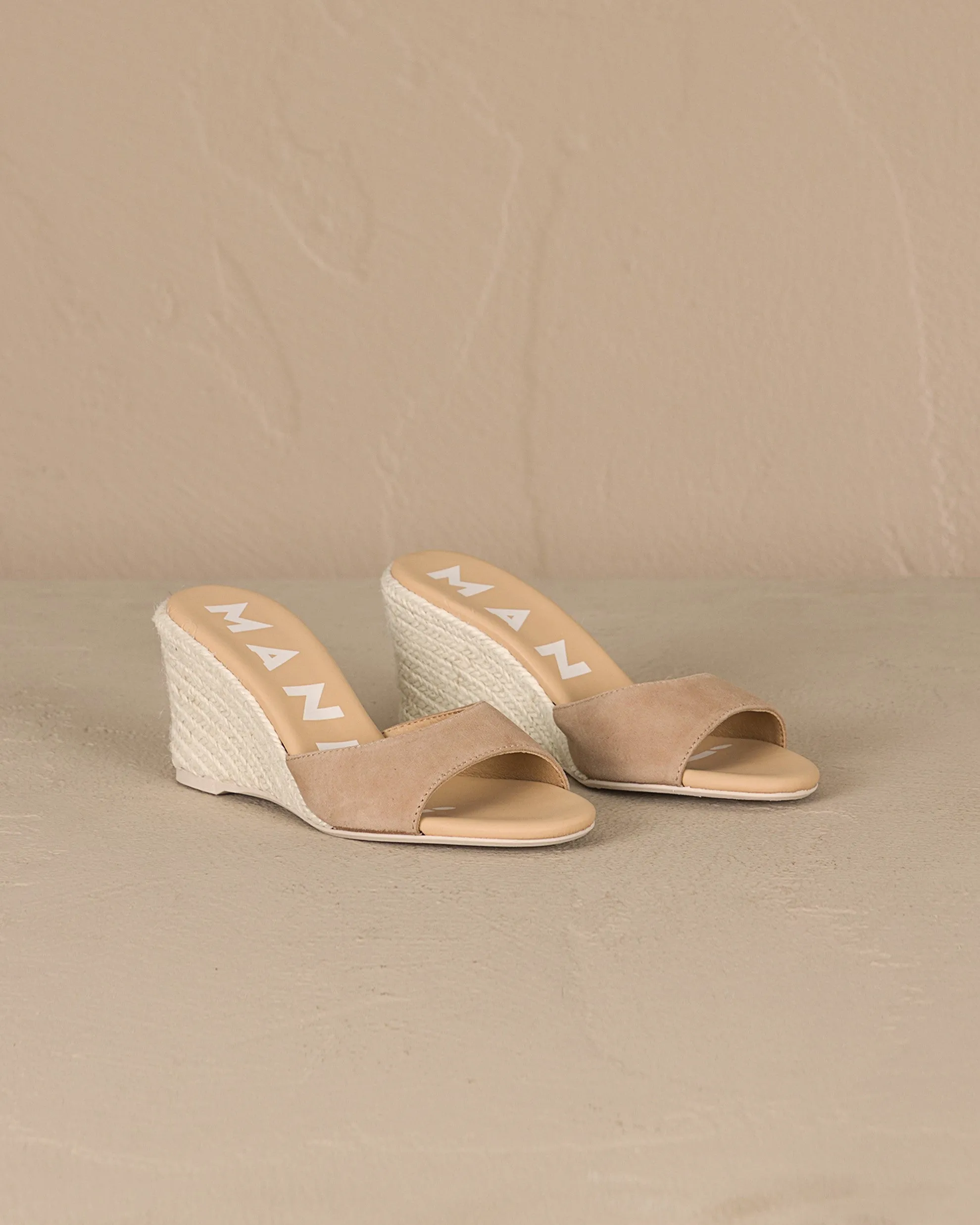 Soft Suede Mule Wedge Espadrilles - W19WZ - Hamptons Vintage Taupe