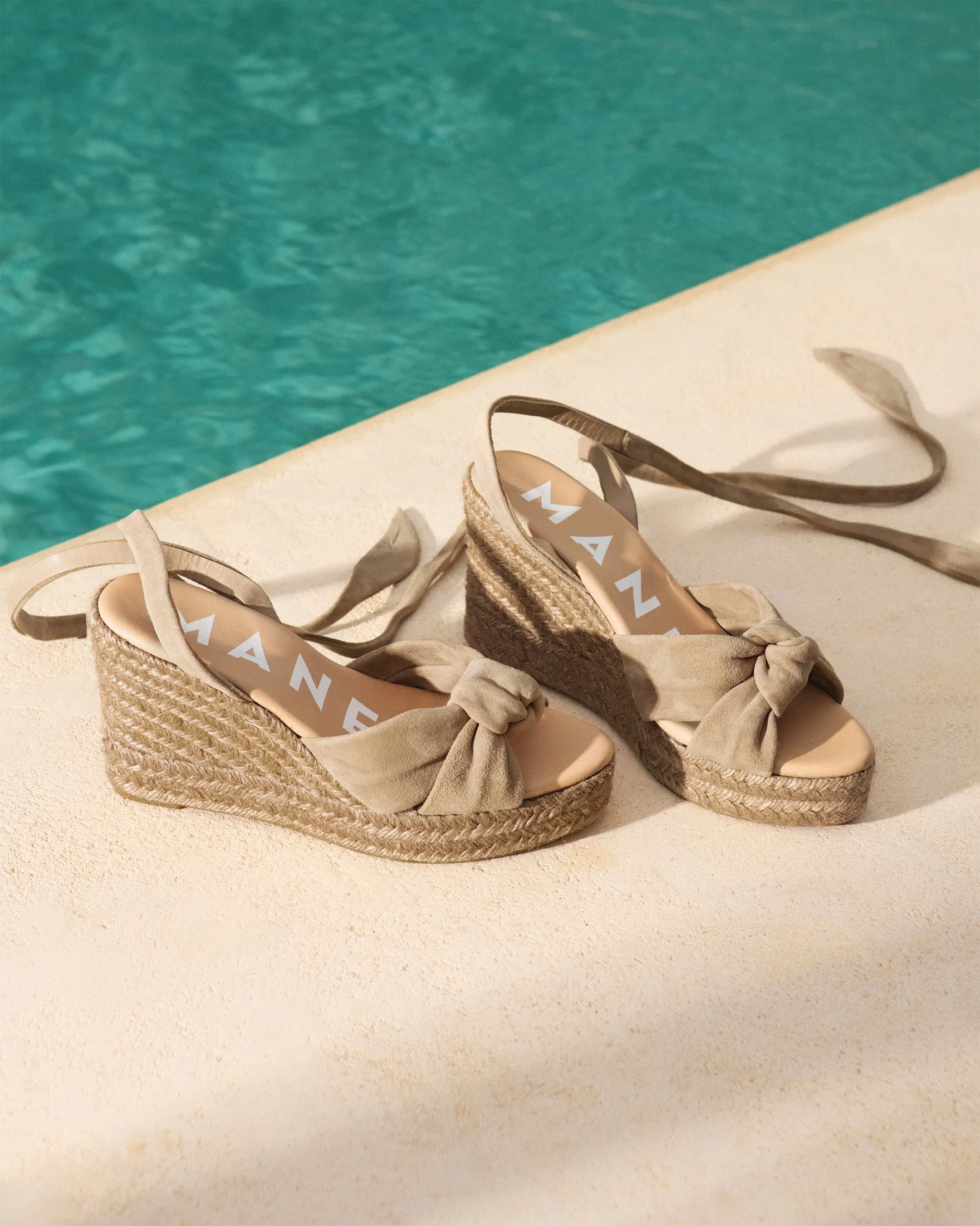 Soft Suede Wedge Espadrilles With Knot - W16WS - Hamptons Vintage Taupe On Tone