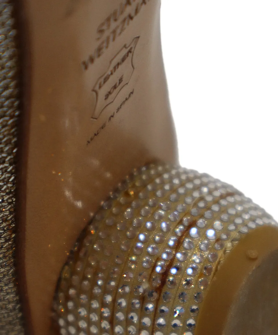Stuart Weitzman Gold Lurex Heels sz 7.5