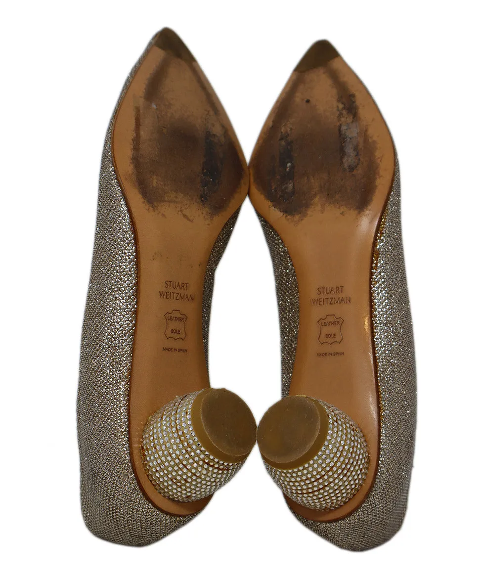 Stuart Weitzman Gold Lurex Heels sz 7.5