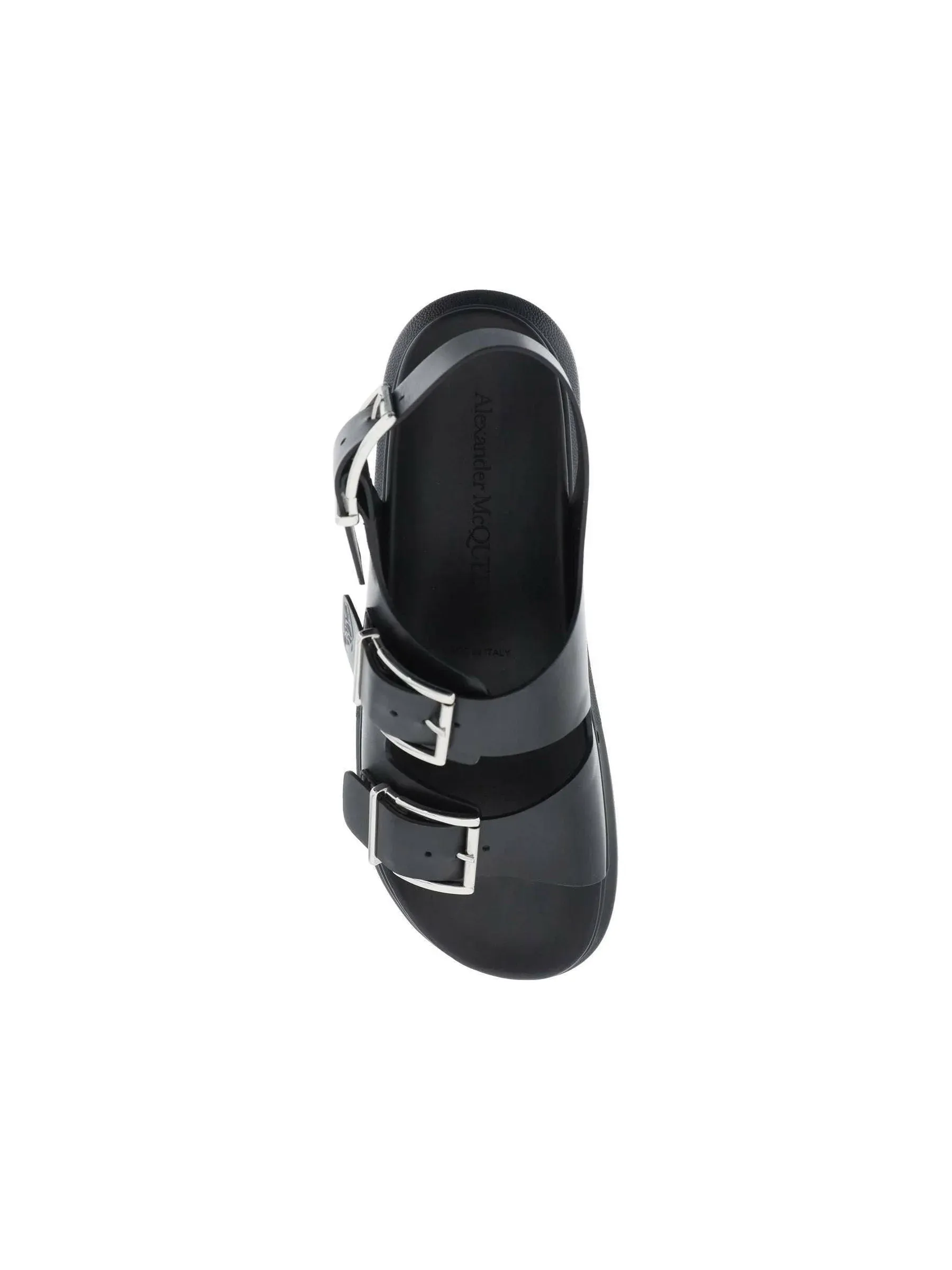 Three-Buckle Leather Sandals