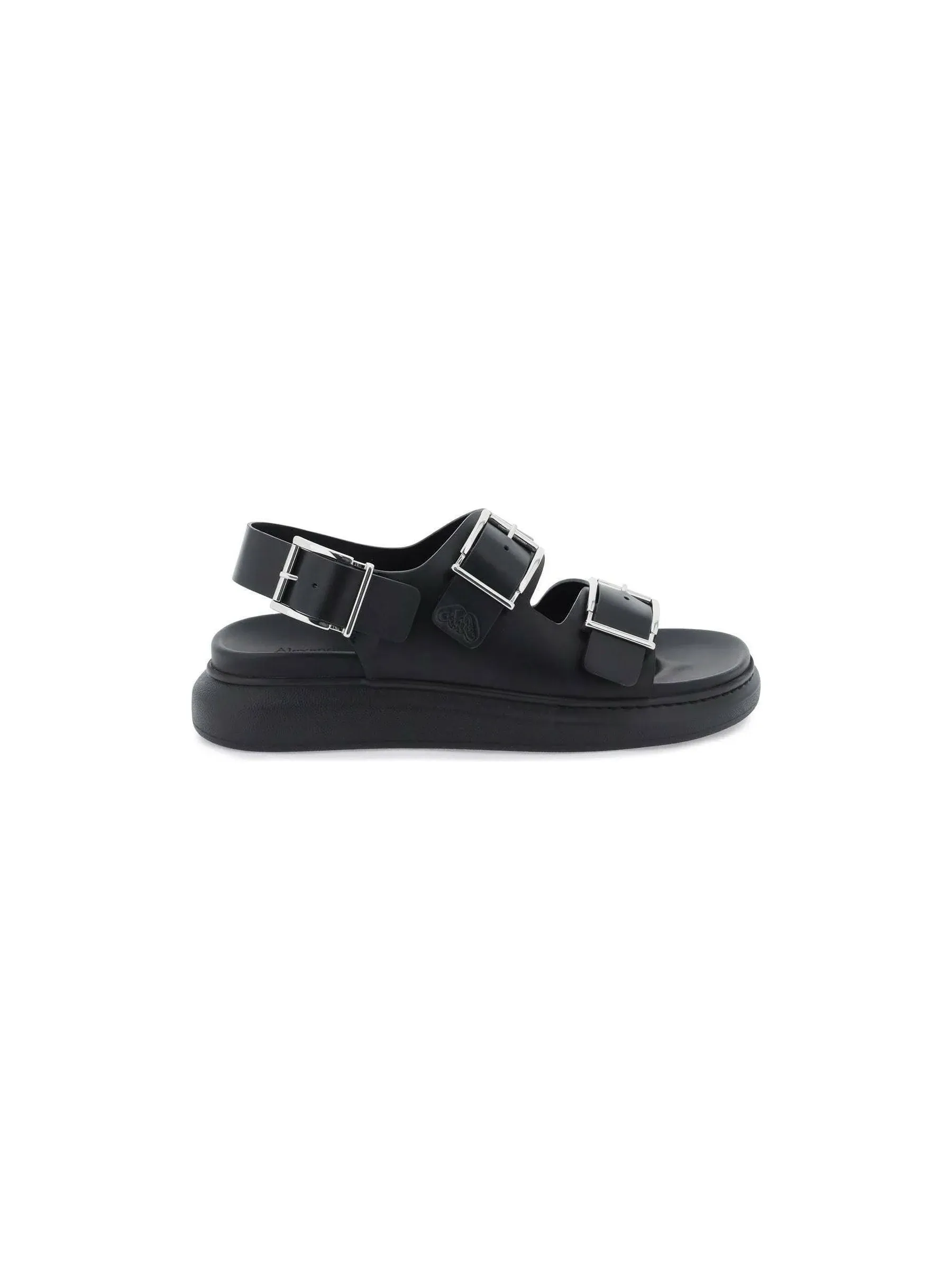 Three-Buckle Leather Sandals
