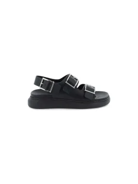 Three-Buckle Leather Sandals