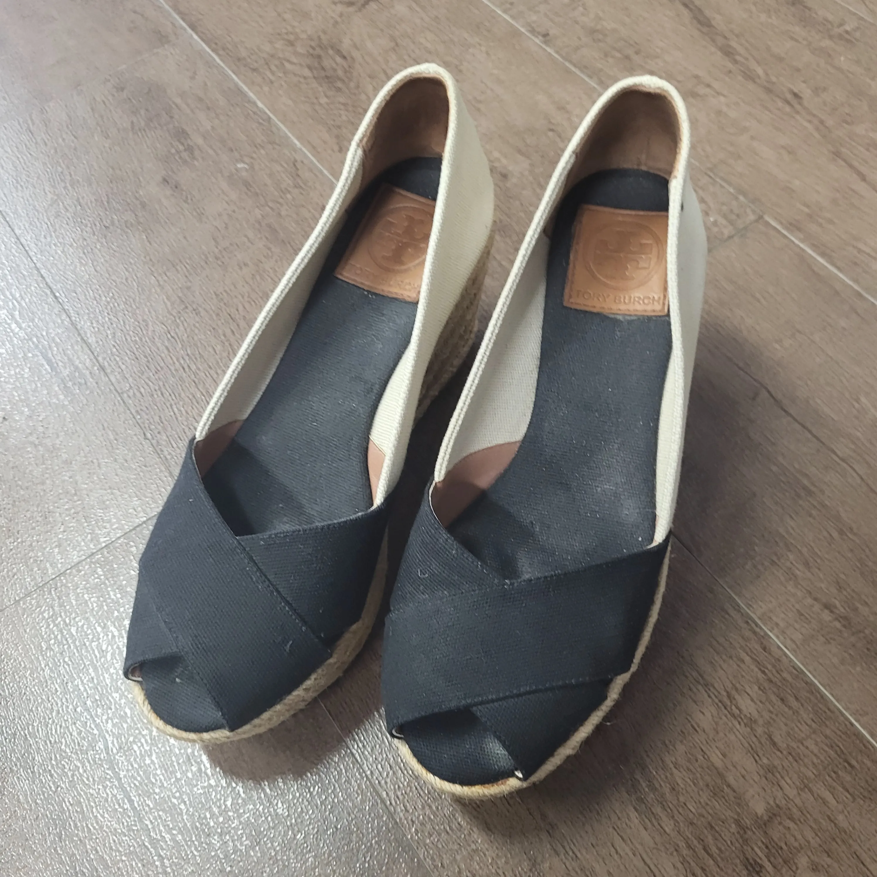Tory Burch Black/Tan US Shoe Size 8 Espadrilles