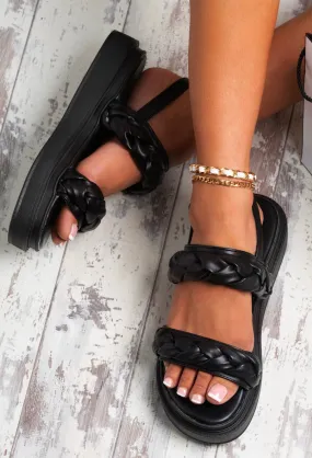 Want It All Black Twist Detail Sandals