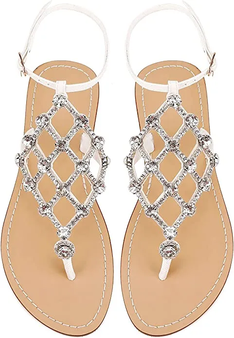 White Diamond Sequin Rhinestone Sparkle Fashion Sandals