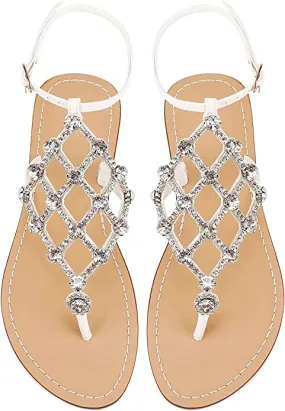 White Diamond Sequin Rhinestone Sparkle Fashion Sandals