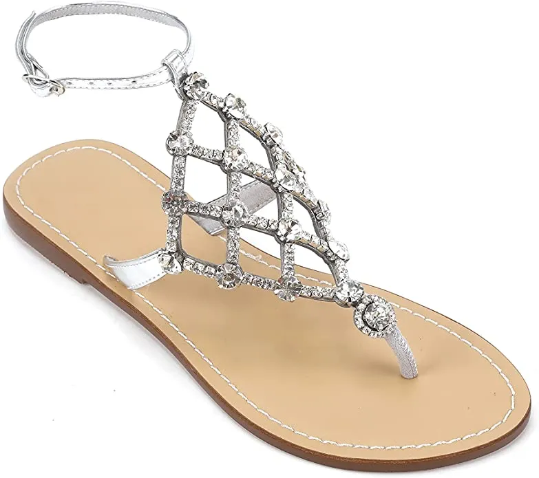 White Diamond Sequin Rhinestone Sparkle Fashion Sandals