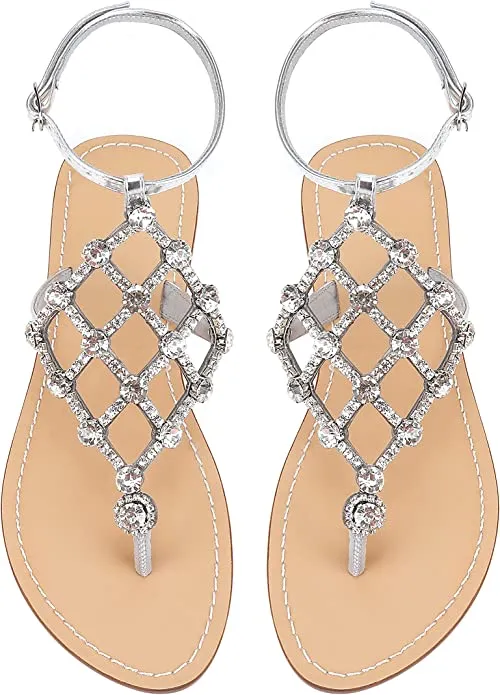 White Diamond Sequin Rhinestone Sparkle Fashion Sandals