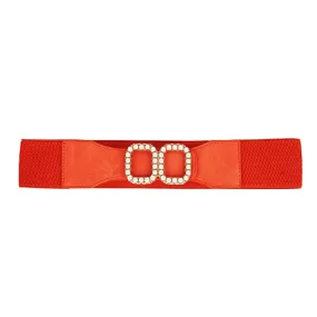 WOMEN BELTS ( Double Square Design Stretchable) RED