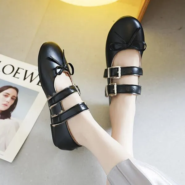 Women's Elegant Plush Buckle Flat Ballet Shoes 47579449S