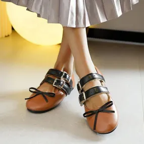 Women's Elegant Plush Buckle Flat Ballet Shoes 47579449S