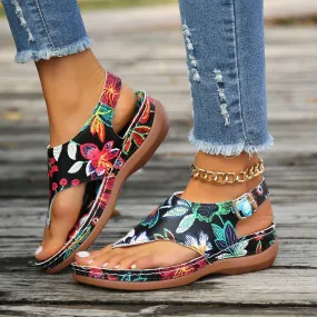 Women’s Printed Flat Heel Roman Sandals in 3 Patterns