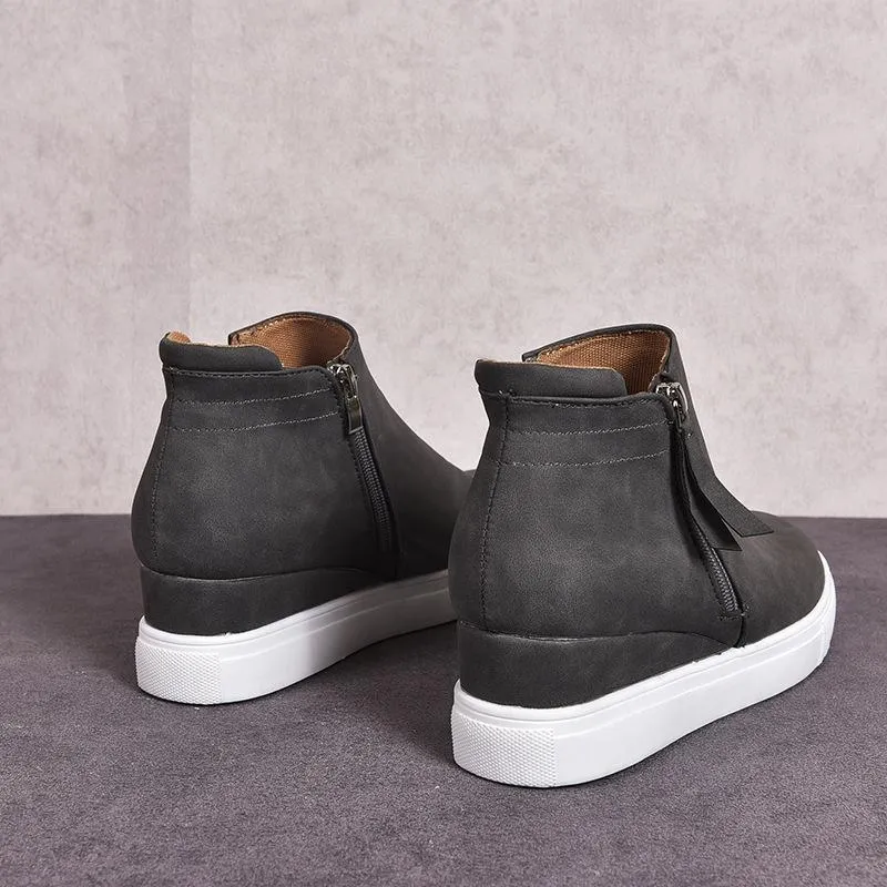 Women's slip on wedge sneakers high top casual shoes with zipper