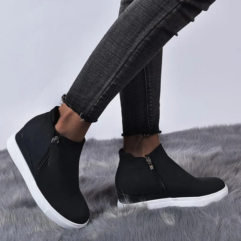 Women's slip on wedge sneakers high top casual shoes with zipper
