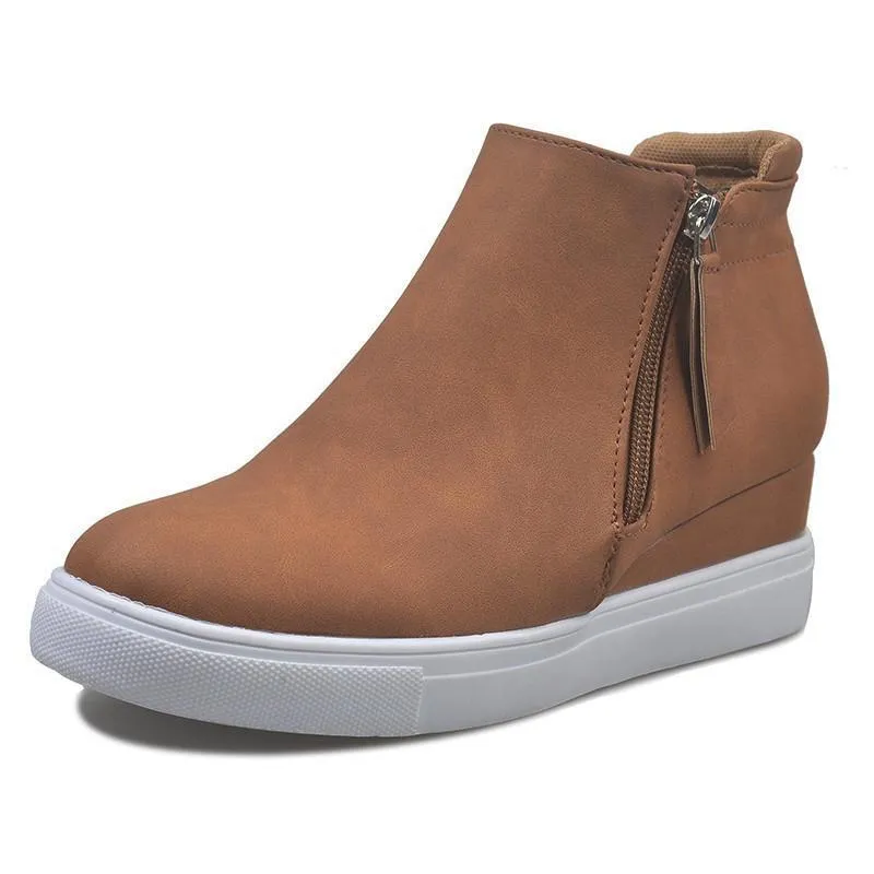 Women's slip on wedge sneakers high top casual shoes with zipper