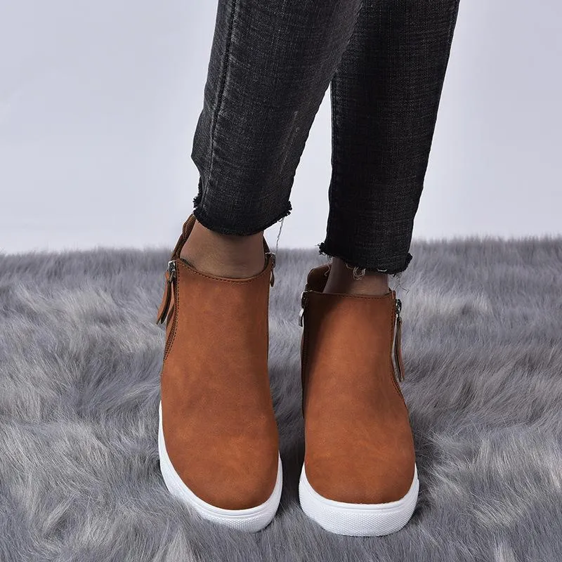 Women's slip on wedge sneakers high top casual shoes with zipper