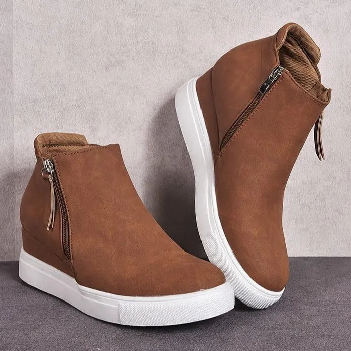 Women's slip on wedge sneakers high top casual shoes with zipper