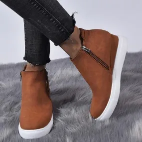Women's slip on wedge sneakers high top casual shoes with zipper