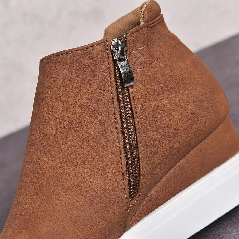 Women's slip on wedge sneakers high top casual shoes with zipper
