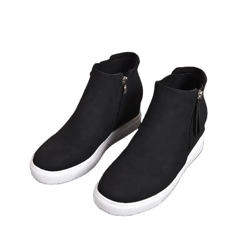 Women's slip on wedge sneakers high top casual shoes with zipper