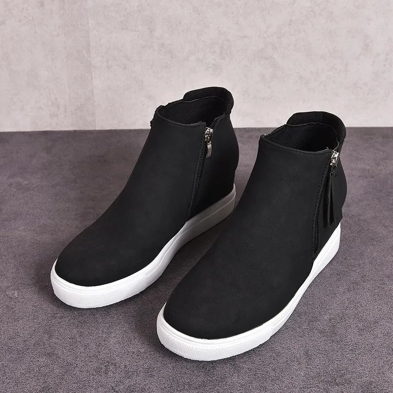 Women's slip on wedge sneakers high top casual shoes with zipper
