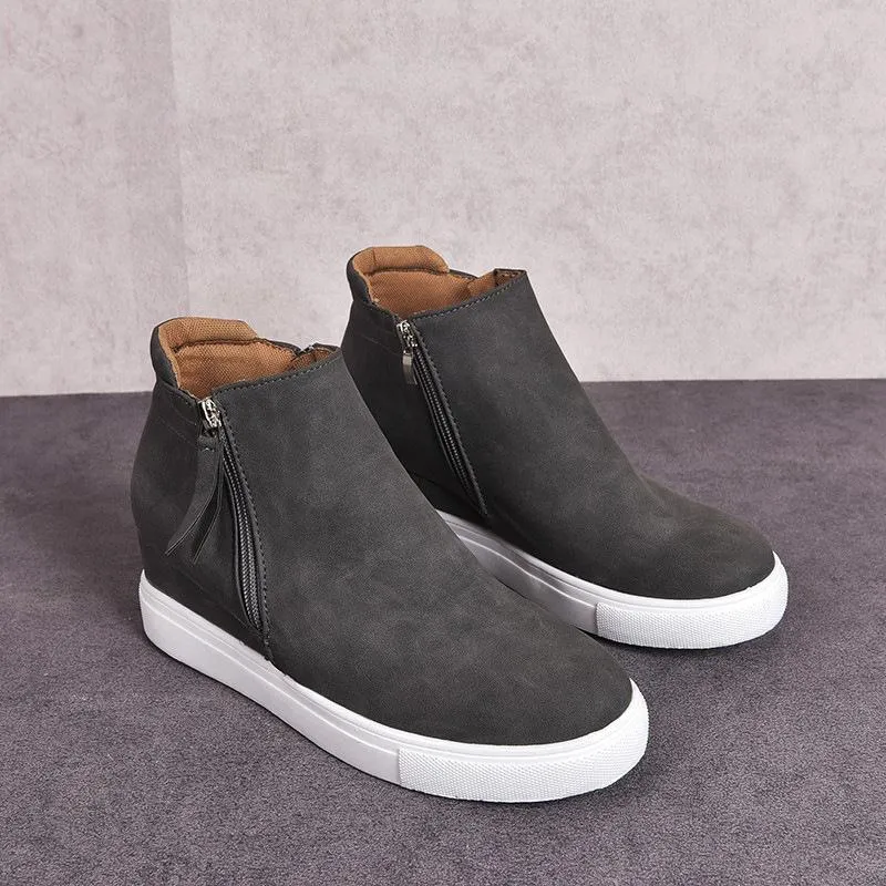 Women's slip on wedge sneakers high top casual shoes with zipper