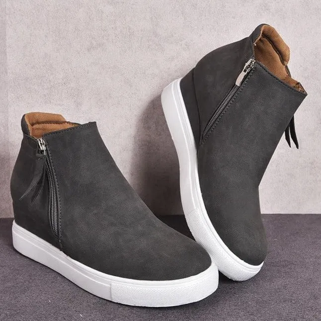 Women's slip on wedge sneakers high top casual shoes with zipper