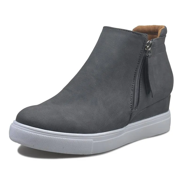Women's slip on wedge sneakers high top casual shoes with zipper